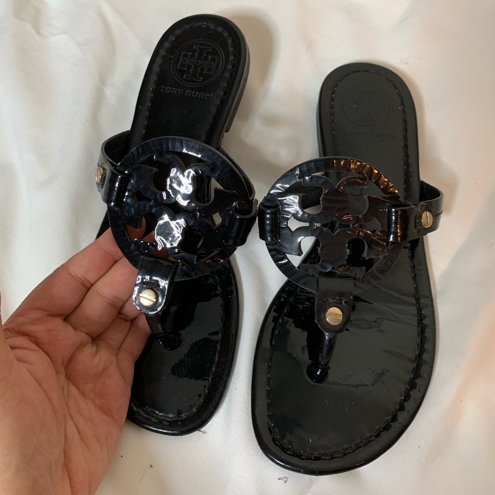 Tory Burch Black Leather Miller Sandals